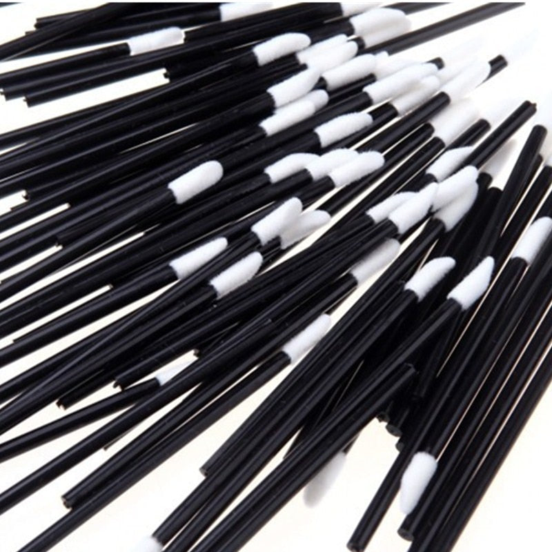 Black and White Disposable Lipgloss Brush 50 Pcs Set