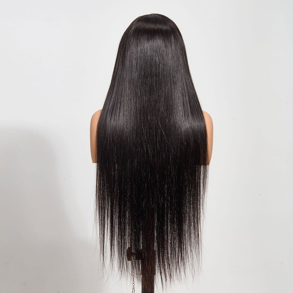 StariaHair 13"x4" Straight 150% Transparent Lace Frontal Wig #1B