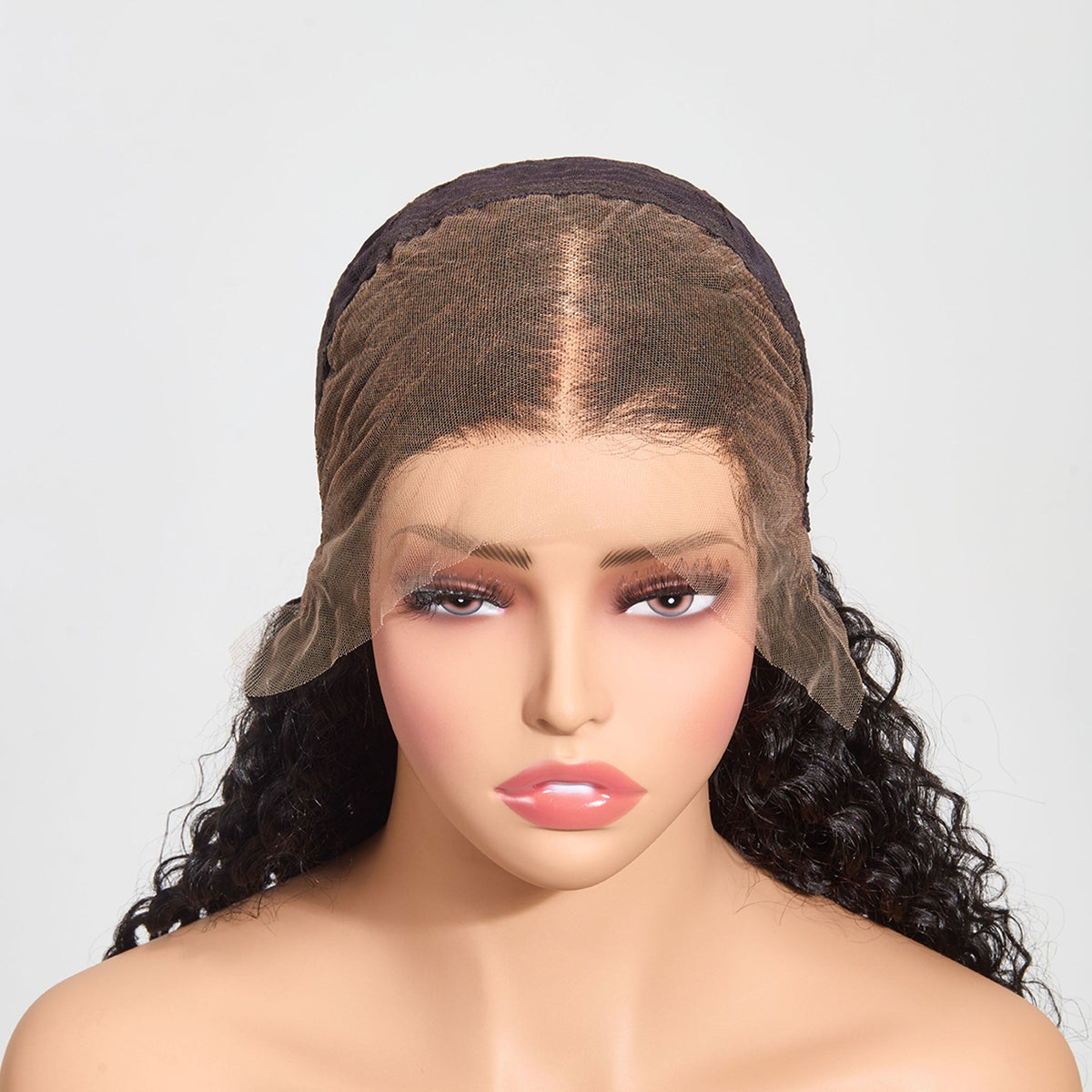 StariaHair 13"x4" Water Wave 200% Transparent Lace Frontal Wig #1B