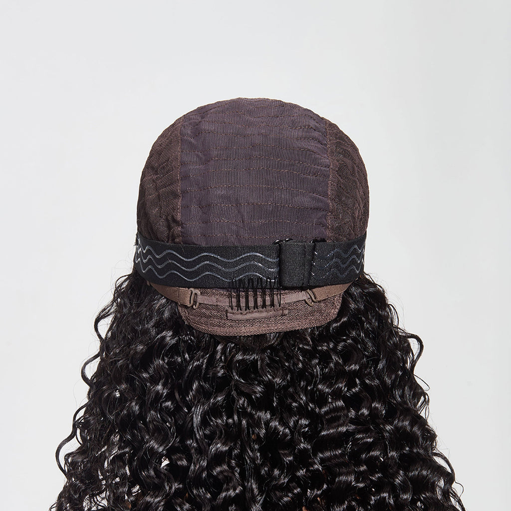 StariaHair 5"x5" HD Glueless Lace Water Wave 180% Closure Wig #1B