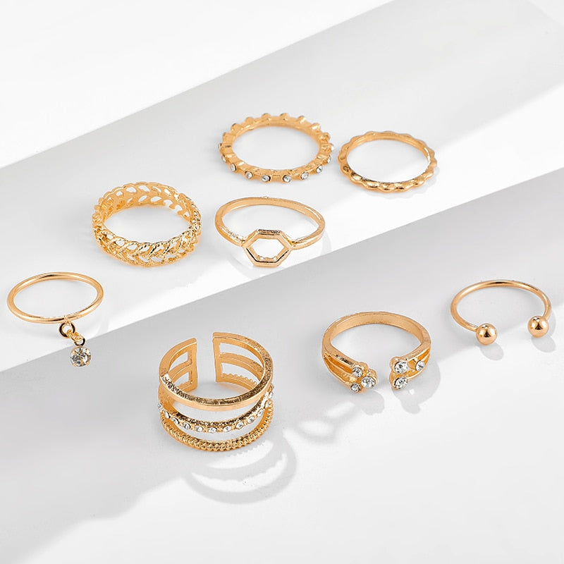 Geometric Patterned Rings Set