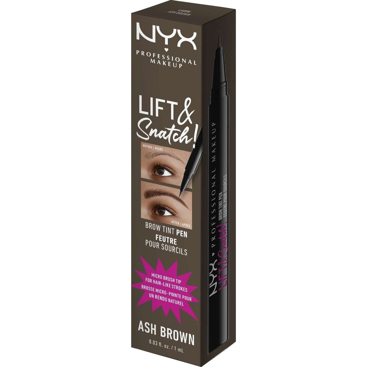 NYX Lift Snatch Brow Tint Pen 06 - Ash Brown 0.03 Fl Oz