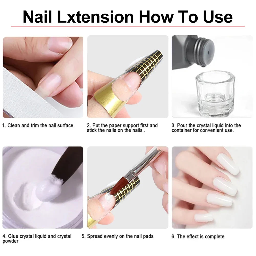 Nail Kit Set Acrylic Powder Monomer Acrylic Liquid For Nail Extension Professional Gel Manicure Set False Nails Art Tools Set *&