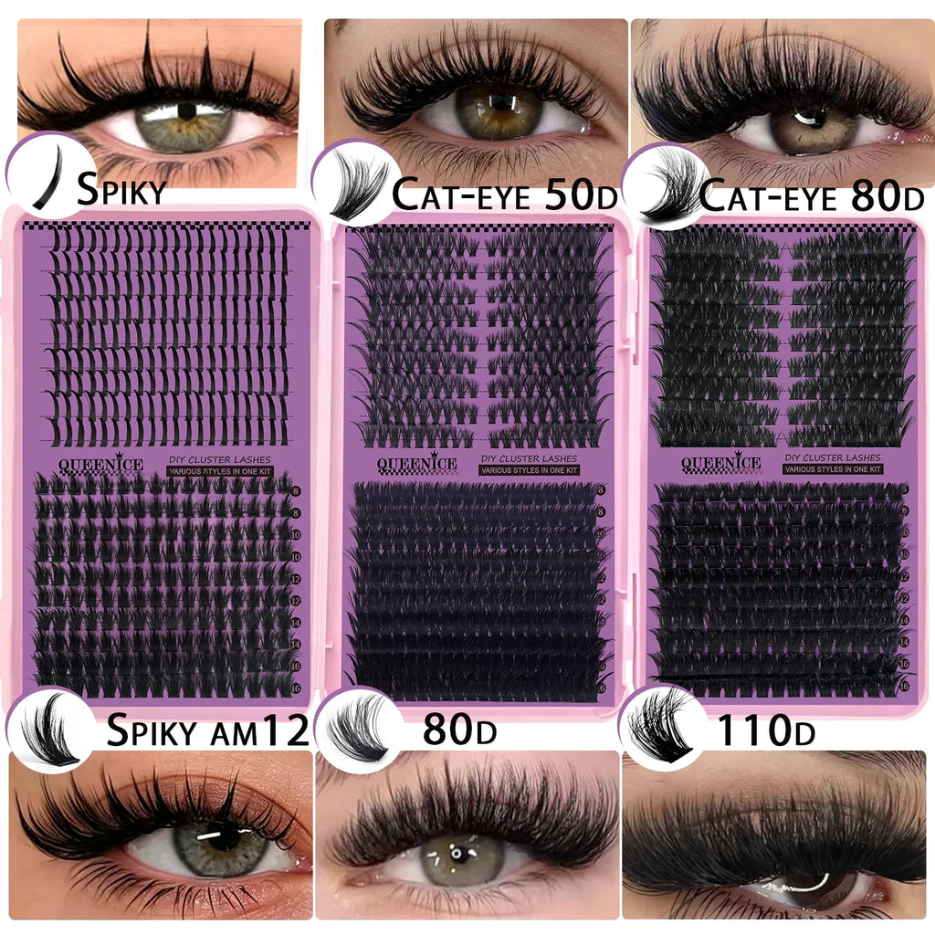 Updated False Eyelash Extension 6 Mixed Styles Fluffy Voluminous Cat eye Spiky lash extensions