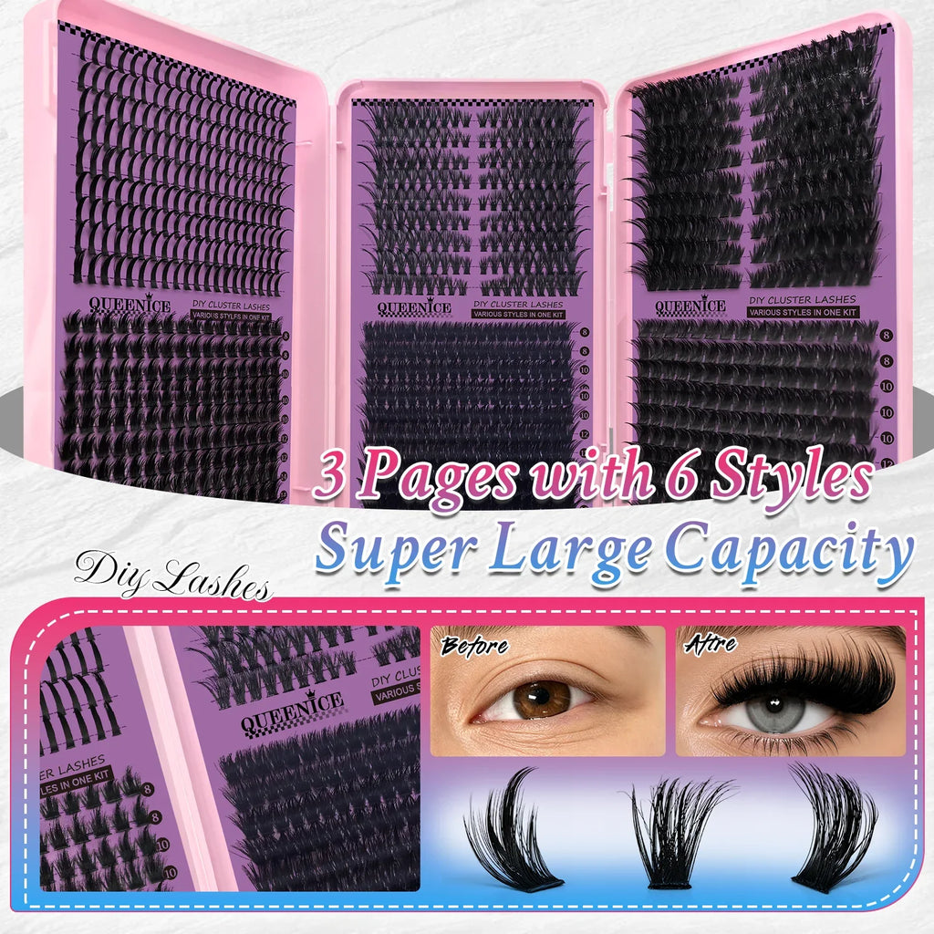 Updated False Eyelash Extension 6 Mixed Styles Fluffy Voluminous Cat eye Spiky lash extensions