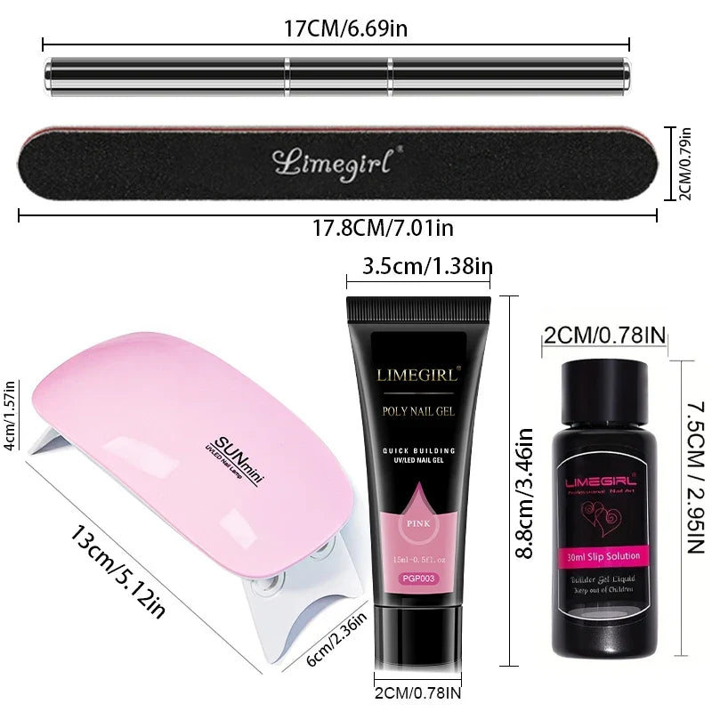 limegirl 15ml Extension Nail Gel Set 6W LED Lamp Full Manicure Set Finger Extend Mold Nail Kit All For Quick Extension Tool Kit