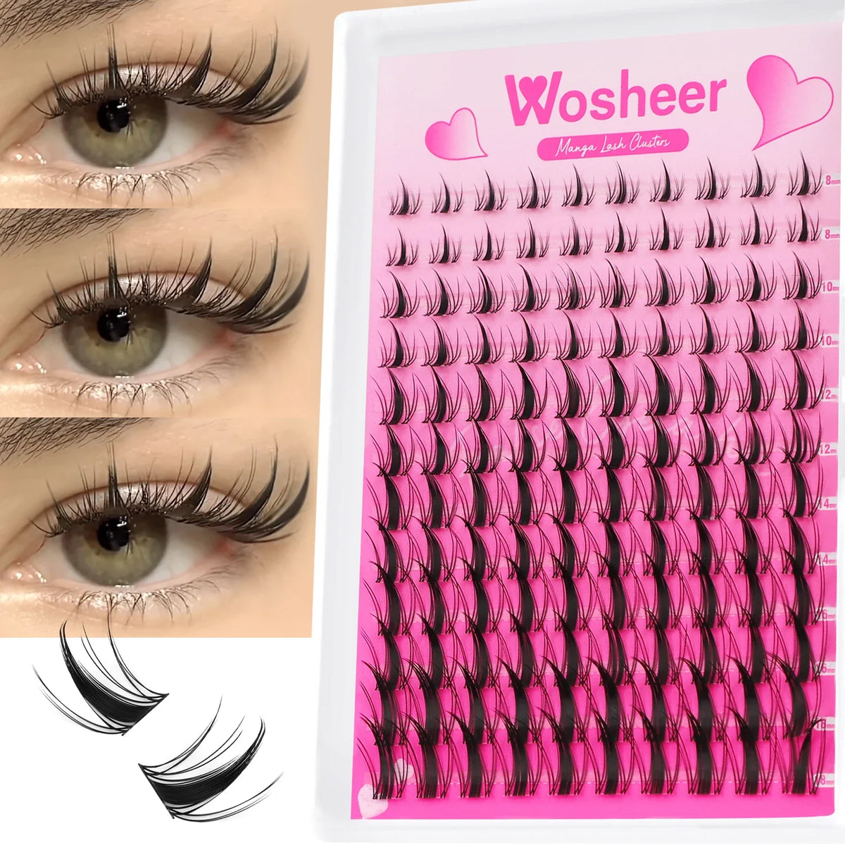 WOSHEER Eyelash Clusters Kit Thick Individual Lashes Lash Bond And Seal And Remover Faux Mink Lashes Eyelash Extension DIY