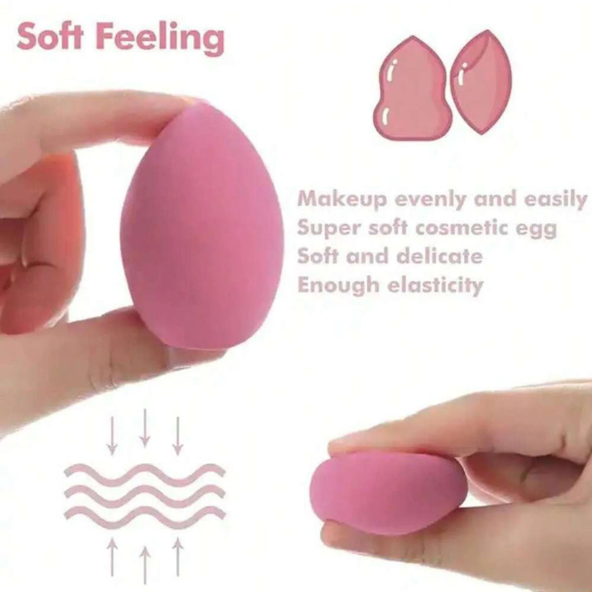 1Box Makeup Sponge Puffs (4pcs) - Blending Sponge For Foundation, Powder & Liquid Makeup, Makeup Sponge With Travel-Friendly Sto