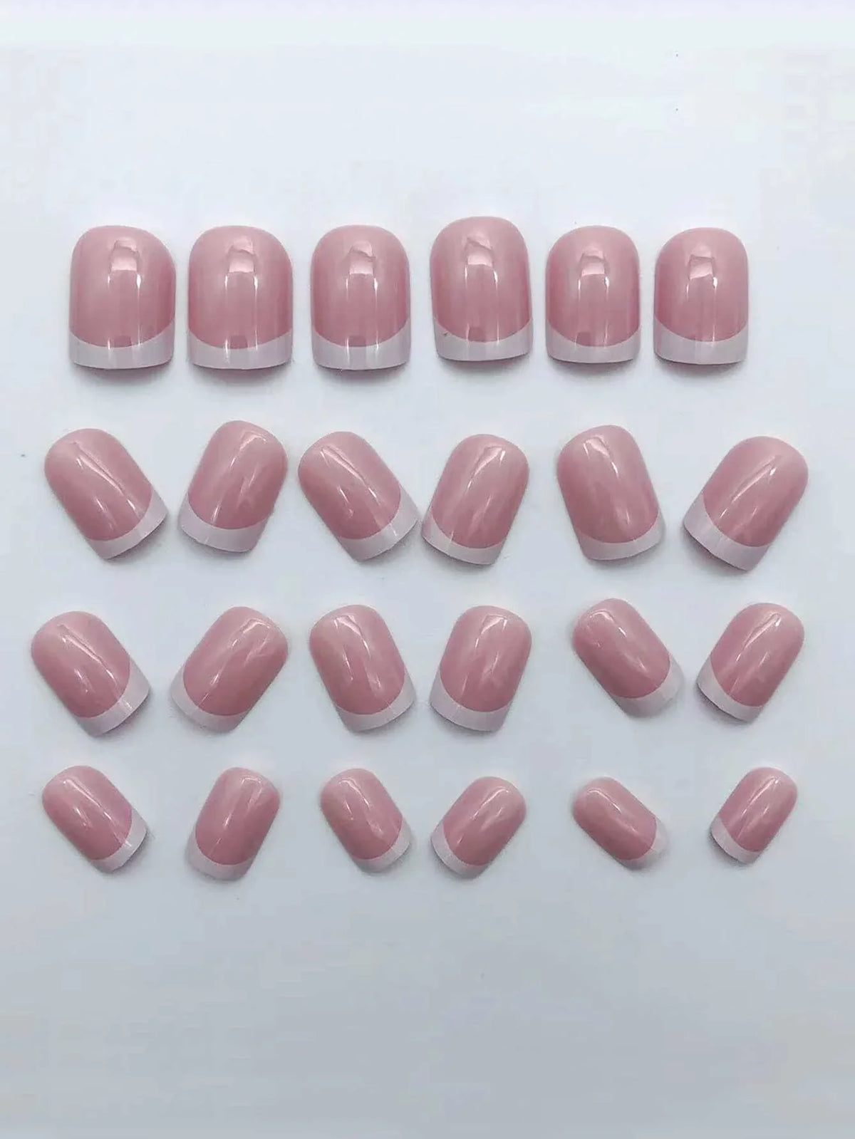 24pcs/set short square fake nails for women cute bride heart white french tips faux ongles y2k press on false nail supplies