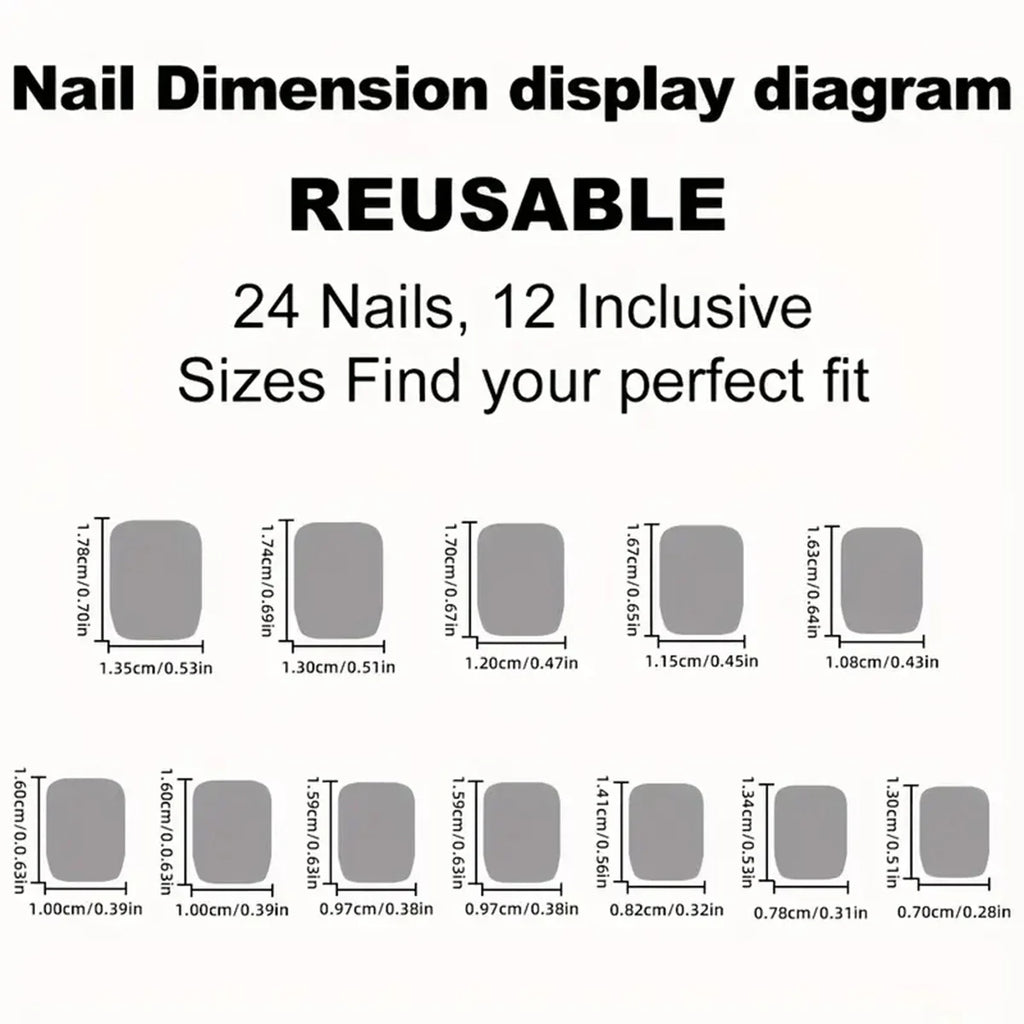 24 pieces of short square fake nails, featuring a halo dyed gradient heart and a colorful French design in European and American