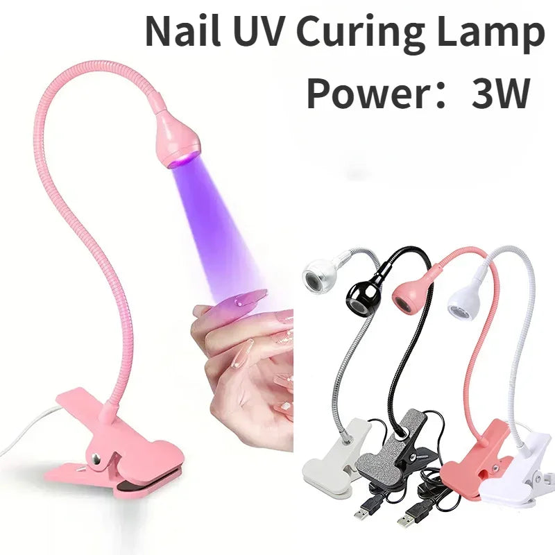 Nail Dryer Light UV Nail lamp 395nm Wavelength Clip-on Desk Mini USB For Gel Nails ongle Manicure Salon Tools