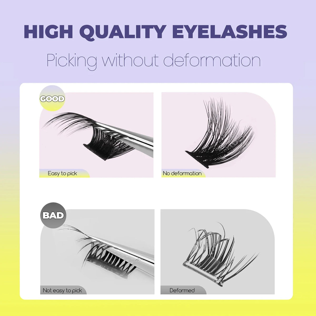 GROINNEYA Lashes Clusters Cat Eyelashes Wispy Individual Lashes Extensions Volume Fluffy Clusters Lashes DIY Eyelashes Makeup