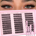 DIY Lash Clusters Kit Mixed Styles Eyelash Extension Full Set Individual Lashes with Lash Bond&Seal and Tweezers Makeup Tool