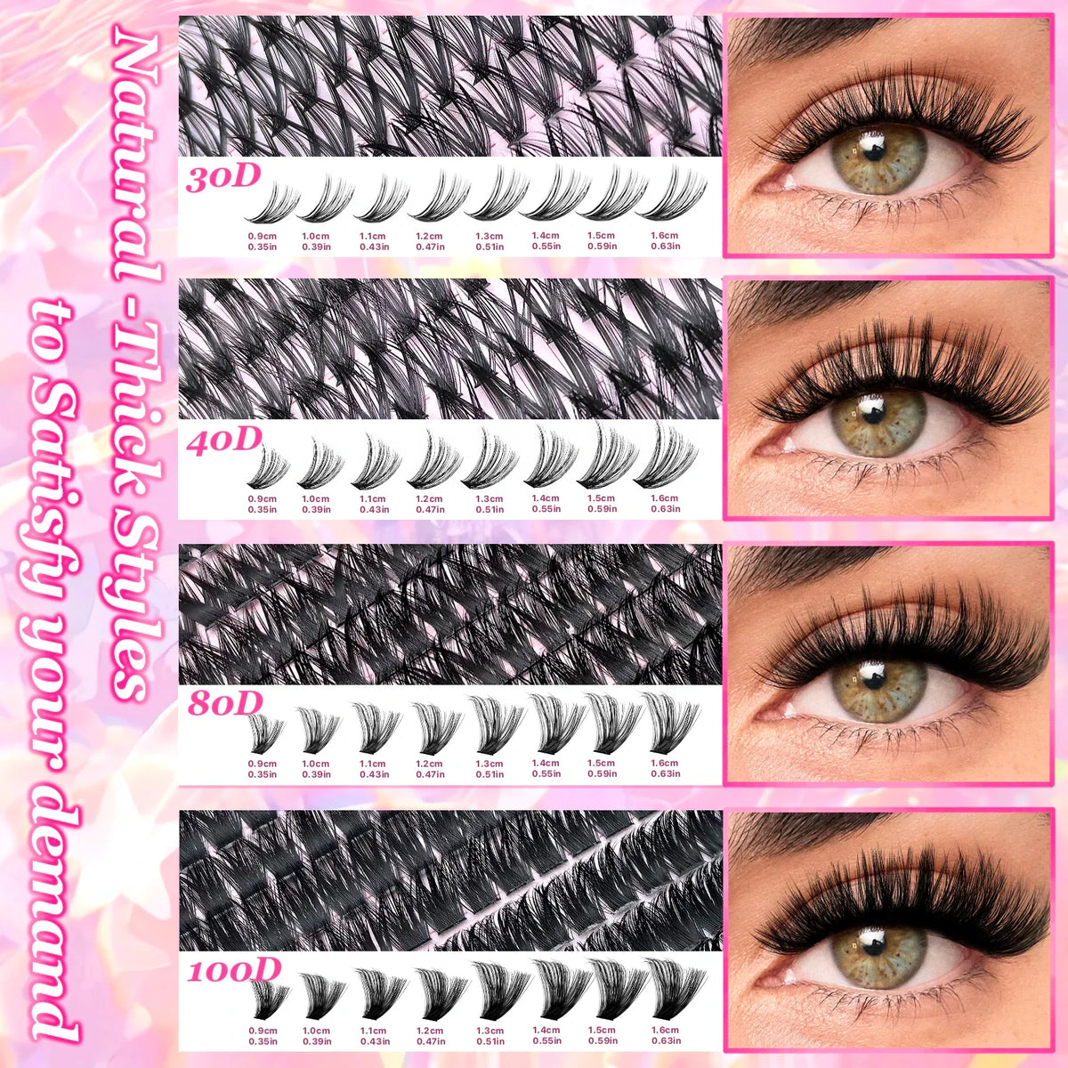 DIY Lash Extension Kit Clusters Individual Eyelashes Kit 9-16mm with Bond and Seal Wispy Natural Mange Lashes