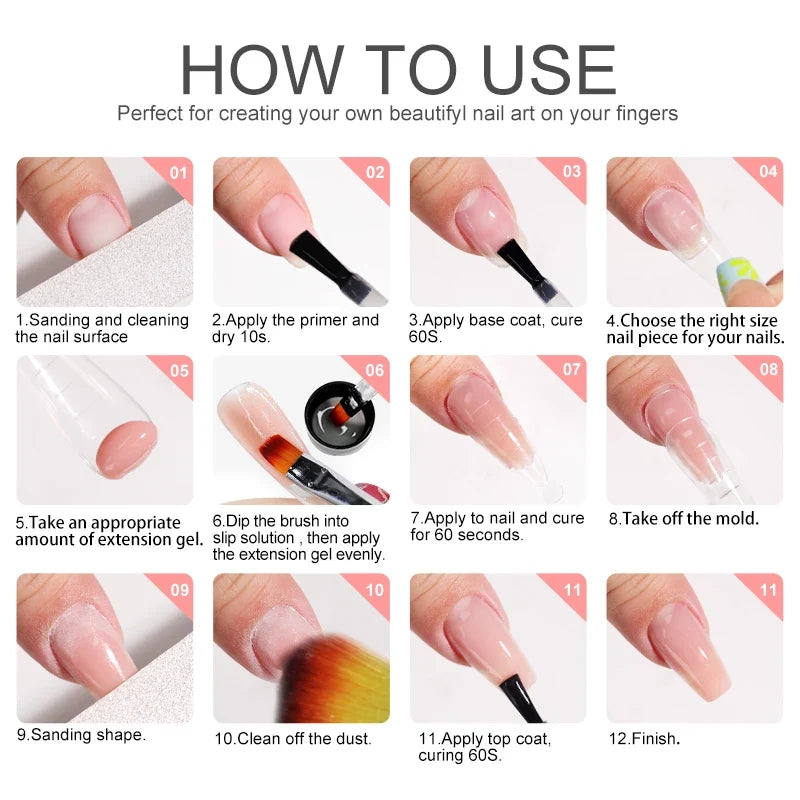 limegirl 15ml Extension Nail Gel Set 6W LED Lamp Full Manicure Set Finger Extend Mold Nail Kit All For Quick Extension Tool Kit