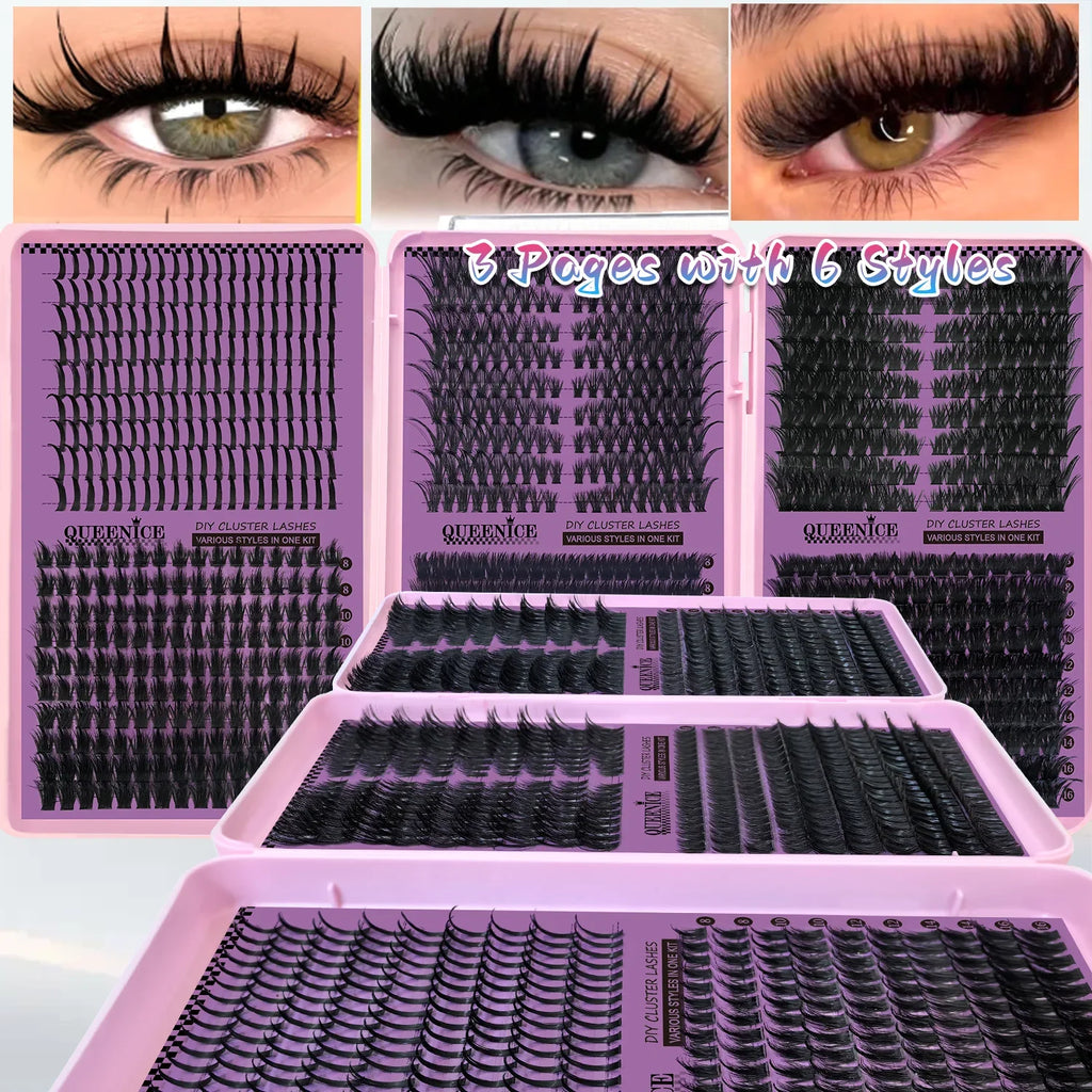 Updated False Eyelash Extension 6 Mixed Styles Fluffy Voluminous Cat eye Spiky lash extensions