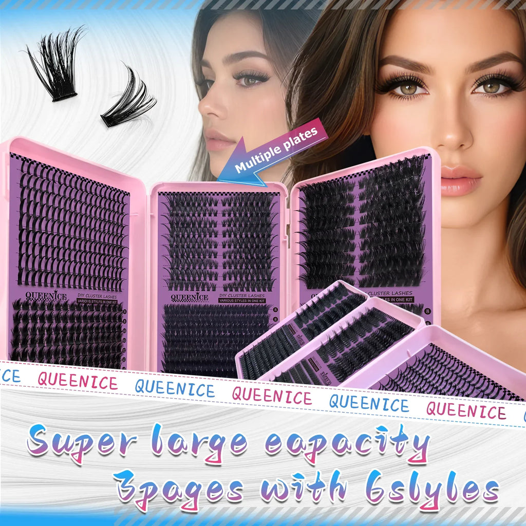 Updated False Eyelash Extension 6 Mixed Styles Fluffy Voluminous Cat eye Spiky lash extensions