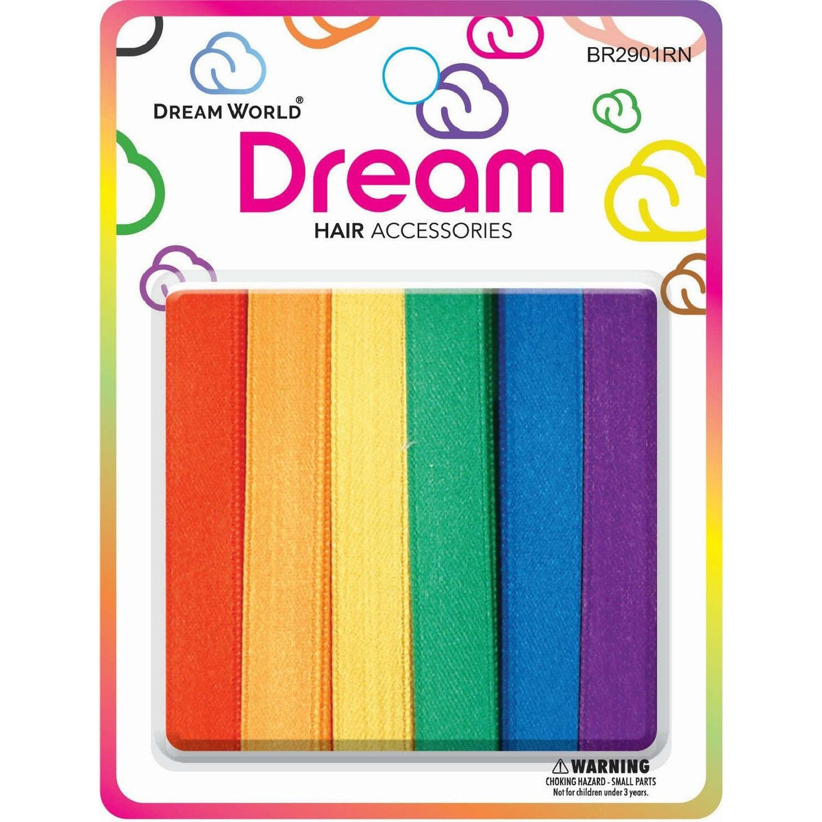 Chloe Hair Ribbon Rainbow 6Pc