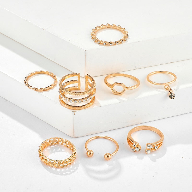 Geometric Patterned Rings Set