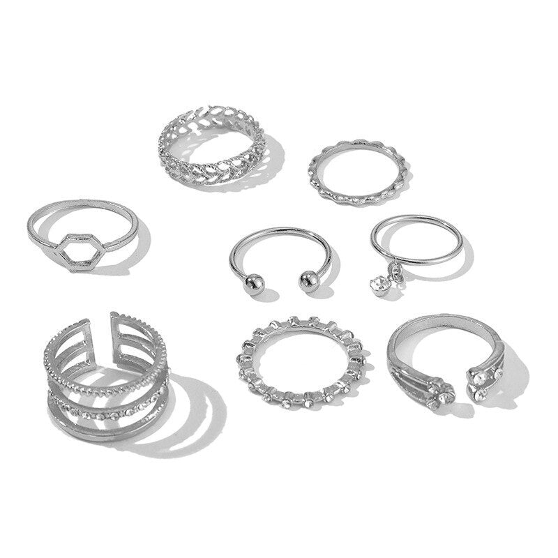 Geometric Patterned Rings Set