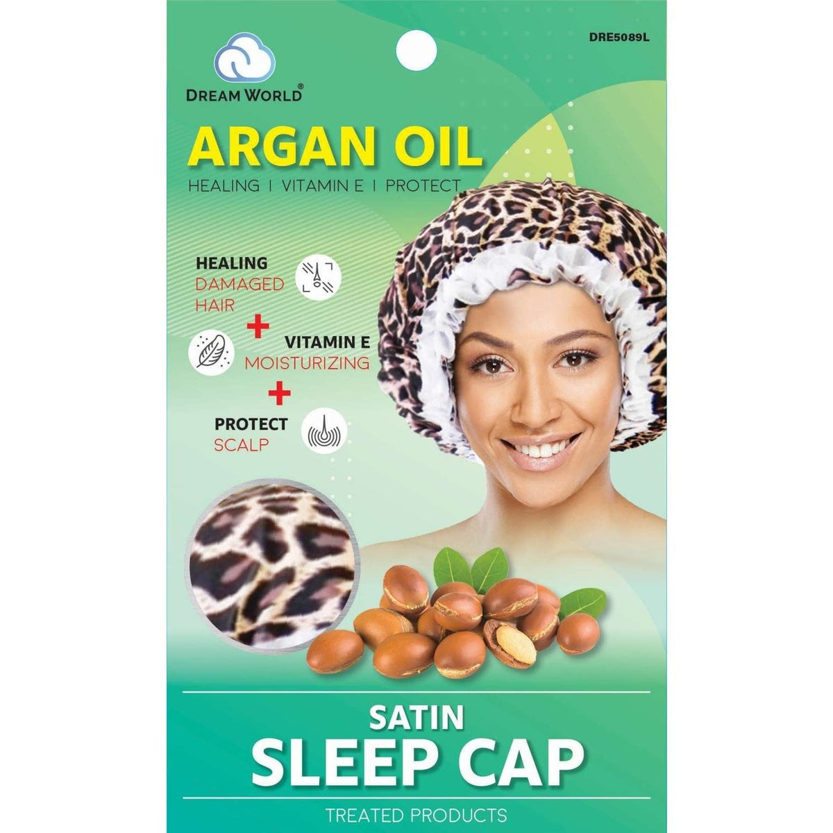 Dream Argan Oil Satin Sleep Cap — Leopard print
